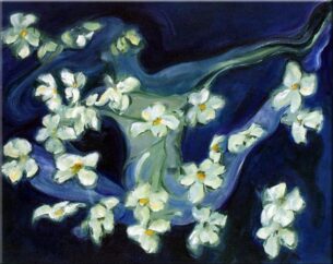 Essential Expressive Energy animates the joyfully dancing Elemental exciting the graceful Dogwood blossoms.

Acrylic on Canvas.  16 x 20
SELECT TITLE TO VIEW PAINTING