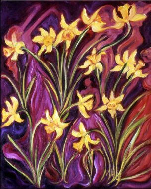 Creative Beings of Brilliant Light, the Daffodil Devas in their Realm, rejoice and dance with their beautiful flowers reminding us that Life is a Playful Dance of our own Creation.

Acrylic on Canvas.  16 x 20
SELECT TITLE TO VIEW PAINTING