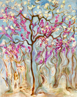 In the Spring Gala the Flowering Devas of Dogwood and Redbud adorn the forests with cascades of brilliant colorful celebration and renewal.

Oil on Canvas.   48 x 60
SELECT TITLE TO VIEW PAINTING